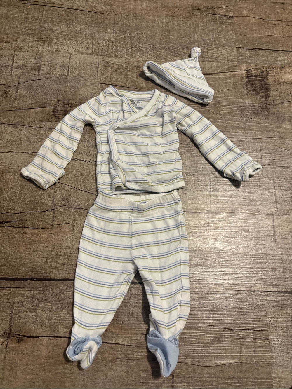Carter's White Striped Pajama Set with Blue and Yellow Accents